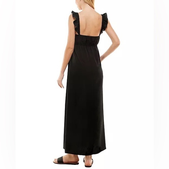 Kingston Grey Juniors Ruffle Empire Waist Maxi Day Dress Color Black Size S - Picture 2 of 14